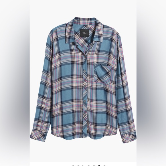 NWOT Rails Hunter Shirt In Blue Jasper Blush Size S $178 - Picture 6 of 10